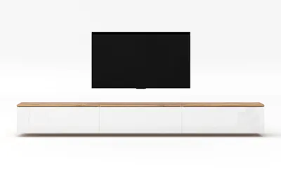 Produktbild von AX LIVING Lowboard 3x100cm Loriano TV Board Eiche Wotan/weiß Hochglanz