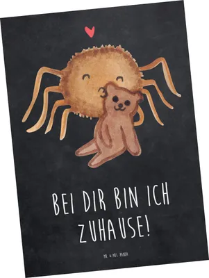 Produktbild von Mr. & Mrs. Panda Postkarte Spinne Agathe Teddy - Kreidetafel - Geschenk, Ansichtskarte, Ansichtskarten, Fotokarte, Liebesbeweis, Miteinander, Verliebt, Dankeschön, Treue