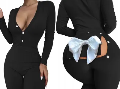 Produktbild von Damen-Pyjamas Valentinstagsgeschenk Für Sie Mit Schleife Und Klappe Schwarz M