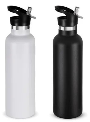 Immagine prodotto di Borraccia in acciaio inossidabile da 750 ml, a doppia parete, isolata sottovuoto, con cannuccia, set da 2