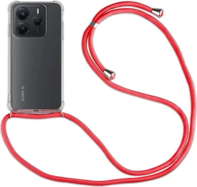 Produktbild von Handykett für Xiaomi Redmi Note 14 5G Hülle mit Kordel Handyhülle mit Band in Rot