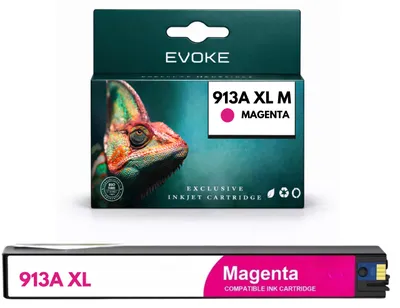 Immagine prodotto di Cartucce compatibili con la stampante HP 913A F6T78AE, colore magenta, capacità 55 ml, compatibili con i modelli PageWide 352dw, 377dw, P55250dw, P57750dw e 477dw, Immagine generata dall'IA