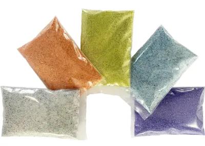 Produktbild von SPIEGELSAND, Glassand Set 0,1-0,5mm. (MIX 2) farbig, 5 x 100g = 0,5kg.