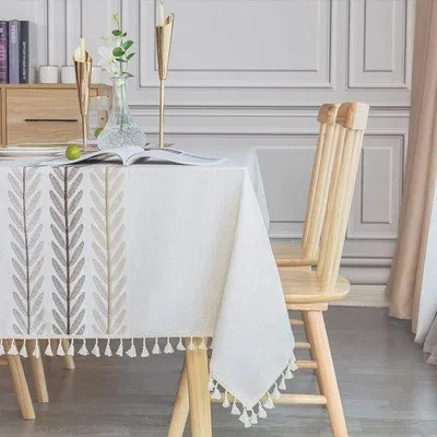 Produktbild von Famanu Tischdecke Rechteckig, Abwaschbar, Baumwolle, Leinen, 140 x 220 cm