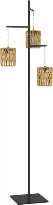 Produktbild von Solar Stehlampe Rattan Solarlampen mit Lichtsensor 3 Lichten Automatisch im Boho-Stil IP44 Spritzwassergeschützt
