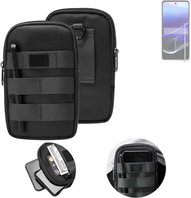 Produktbild von K-S-Trade Holster Gürtel Tasche kompatibel mit Motorola Moto G Stylus 5G (2024) Handy Tasche Schutz Hülle dunkel-grau viele Fächer, 1x