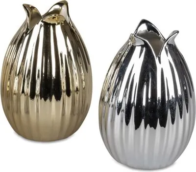 Produktbild von Blumenvase Festival Dekovase Vase aus Keramik 13cm hoch in goldfarben oder silberfarben