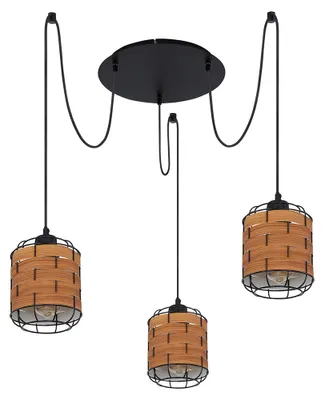 Produktbild von Hängeleuchte, Textilkabel, Holzoptik, braun, H 200 cm