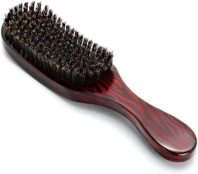 Imagen del producto de Cepillo para barba, con cerdas onduladas, 100% cerdas de cerdo, color marrón, para el cuidado de la barba