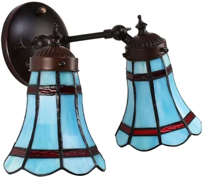 Obrázek produktu pro Clayre & Eef 5LL-6213 Tiffany nástěnná lampa modrá, červená 30x23x23 cm E14-max 2x25W