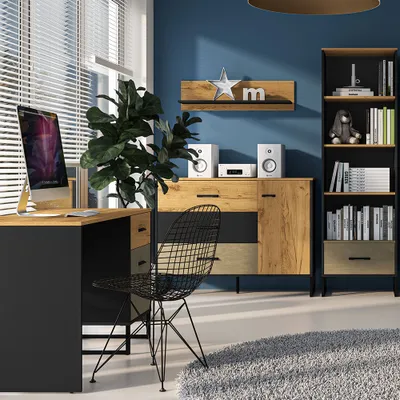 Produktbild von Jugendzimmer Set 4-teilig CASPER-131 mit Schreibtisch in schwarz, braun