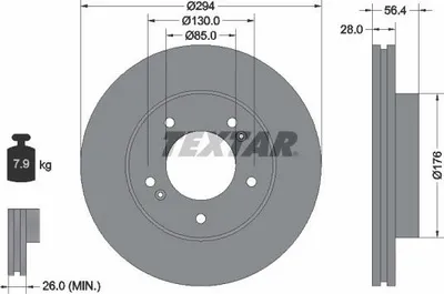 Produktbild von 2x TEXTAR Bremsscheibe 92203203 für DAEWOO REXTON (GAB_) für SSANGYONG REXTON W