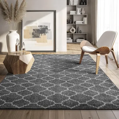Image de Tapis bohème, 120 x 170 cm, gris, pour salon