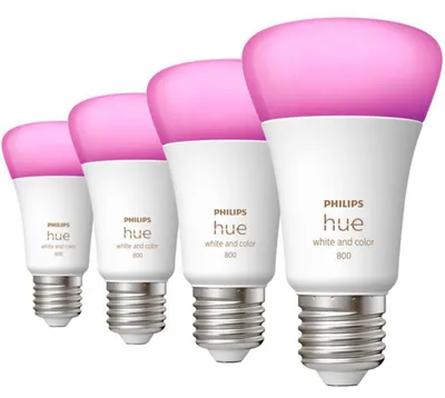 Productafbeelding van Philips Hue White & Col. Amb. E27 LED-lampen 4-pack wit 0MB