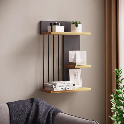 Produktbild von VCM Modernes Hängeregal aus Holz – platzsparendes Wandregal Dolira M, 60 x 40 x 19 cm, elegantes Aufbewahrungs- und Bücherregal für Wohnzimmer, Büro & Flur