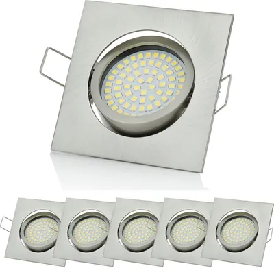 Produktbild von Sweet LED Einbaustrahler Flach 6xSpots Chrom gebürstet Eckig Dimmbar 5W kaltweiß