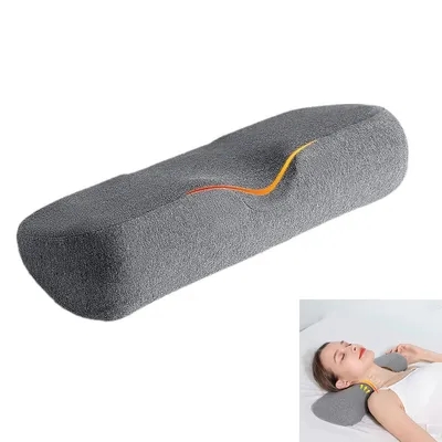 Produktbild von Nackenkissen aus Memory-Schaum,Ergonomisches Halswirbelkissen zur Schmerzlinderung bei steifem Nacken, Schlafkissen 46×18×9,5 cm, Grau