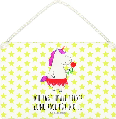 Produktbild von Mr. & Mrs. Panda Schild Einhorn Dame DIN A4 - Weiß - Geschenk, wandtafel, Freundin, Unicorn, Bachelor, kleine aufmerksamkeit, holzbild, Bachelorette, Deko Wandbild