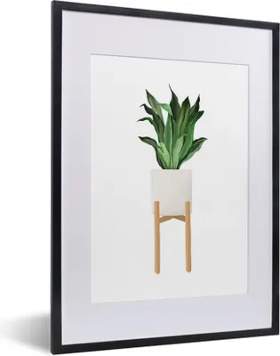 Produktbild von MuchoWow® MuchoWow® Gerahmtes Poster Pflanzen - Blumentopf - Weiß 30x40 cm - Poster mit zchwarzem Bilderrahmen - Wandposter Schlafzimmer