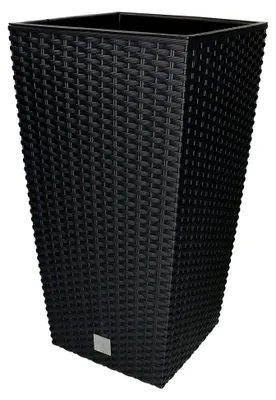 Produktbild von ® Blumentopf 265x265x500mm Rattandesign Quadratisch mit Innentopf Anthrazit