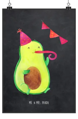 Produktbild von Mr. & Mrs. Panda Bild Avocado Geburtstag DIN A1 - Kreidetafel - Geschenk, Wandbild, Kunstdruck, Überraschung, wanddeko, Frucht, drucke, Plakat, Party, Feier