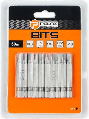 Zdjęcie produktu dla Zestaw bitów 50mm SL6 1/4" 6150CRV (10 szt) Polax