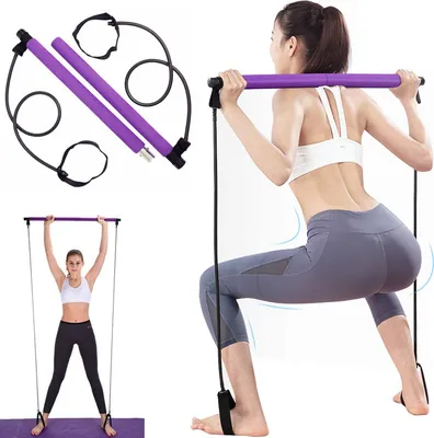 Produktbild von Pilates,Bar,Pilates,Stange,Fitness,Set,mit,Widerstandsband,,Sportgeräte,Zuhause,,Fitnessgeräte,für,Zuhause,,Home,Training,für,Yoga,,Fitness,,Gewichtsverlust,,Stretching,,Shaping
