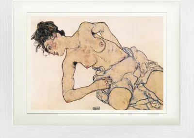 Produktbild von Egon Schiele Gerahmtes Bild Mit Edlem Passepartout | Wand-Bilder | Im Bilderrahmen - Kniende Halbnackte, 1917 (30 x 40 cm)
