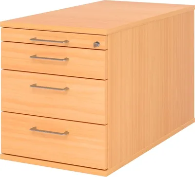 Produktbild von Rollcontainer 80cm 3 Schub Schloss Bügelgriff Buche