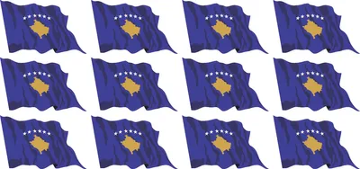 Produktbild von Mini Aufkleber Set - Pack wehend - 50x31mm - selbstklebender Sticker - kosovo - Self-Adhesive - Flagge / Banner / Standarte fürs Auto, Büro, zu Hause und die Schule - 12 Stück