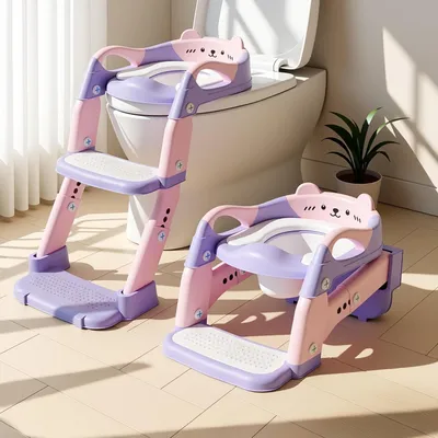 Obrázok produktu pre Detská WC doska so schodíkmi, 3-v-1, fialová, pre nácvik na toaletu