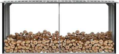 Produktbild von vidaXL Sklad palivového dřeva z pozinkované oceli 330 x 92 x 153 cm antracitový