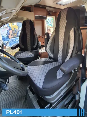 Produktbild von BREMER SITZBEZÜGE Maß Piloten Schonbezüge Sitzbezüge kompatibel mit Wohnmobil Camper Hymer Ducato Fahrer & Beifahrer WPL401 Schonbezug Set in Schwarz/Grau