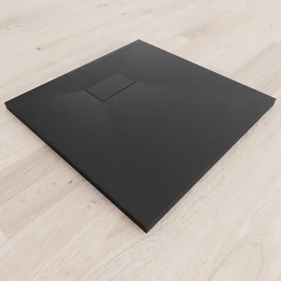 Produktbild von i-flair - SMC Duschwanne 80x80 cm mit anti-rutsch Oberfläche in schwarzer Steinoptik inkl. Ablaufgarnitur