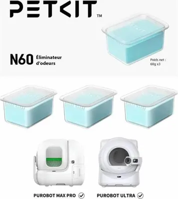 Immagine prodotto di Deodorante per lettiera per gatti, PETKIT N60, confezione da 3, neutralizza gli odori, efficacia di 2 mesi