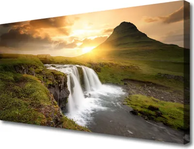 Produktbild von Tulup Leinwand-Bilder 100x50 Wandbild Canvas Kunstdruck Gebirge Wasserfall Natur