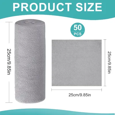 Imagen del producto de Paños de microfibra en rollo, 50 unidades, abrasivos, reutilizables, sin pelusa, para la cocina