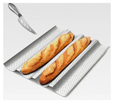 Produktbild von Baguette-Backform (38 x 33 cm) für 4 Baguettes mit Antihaftbeschichtung Kohlenstoffstahl