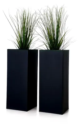 Produktbild von Pflanzkübel Blumenkübel Zink Metall Anthrazit 2er Set Block 100