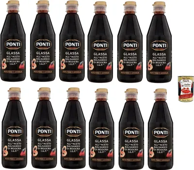Produktbild von Ponti Glassa all'Aceto Balsamico di Modena,Glasur mit Balsamico-Essig aus Modena I.G.P., 12x 500g + Italian Gourmet polpa 400g