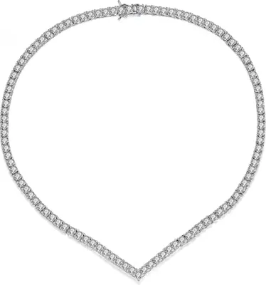 Produktbild von ROUGEMONT Funkelnde Damen V-Collier Halskette Zirkonia Collier 43cm