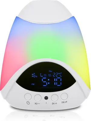 Obrázok produktu pre RGB LED projektor hviezdnej oblohy, BT reproduktor, 16 bielych šumov, zobrazenie času/dátumu/teploty, funkcia odloženia, dvojitý budík, diaľkové ovládanie