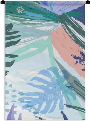 Produktbild von MuchoWow® Wandteppich Wandbehang Sommer - Laub - Blau - Grün 90x135 cm Tapisserie Dekoration Wandtuch - Baumwolle - Wandskulptur