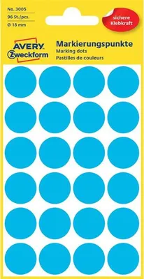 Produktbild von Avery Markierungspunkte, blau, permanent, Blau, Kreis, Papier