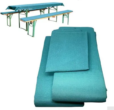 Obrázok produktu pre Sada 3 vankúšikov na lavičku – 90x240 cm – sedacie vankúše a obrus pre lavičku s rozmermi 70 cm – farba: aqua