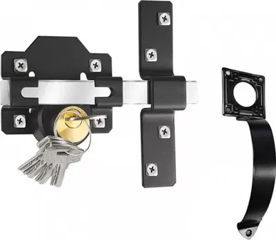 Produktbild von Doppeltorschloss mit großem Öffnungswinkel (50/70 mm) mit 5 Schlüsseln für Garten und Einfahrt, beidseitig abschließbar
