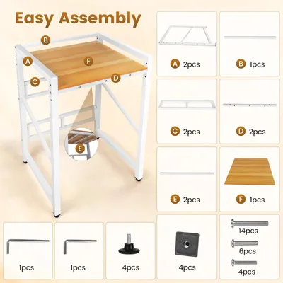 Produktbild von Waschmaschinenregal 2-in-1 - Bodenstehendes Aufbewahrungsregal - Metall und Holz - Ein Ablageboden - Für Badezimmer - 73x63x105 cm - Weiß