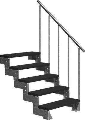 Produktbild von Dolle Außentreppe Gardentop 90-110cm Geschosshöhe mit Trimax anthrazit 100cm breit mit Geländer