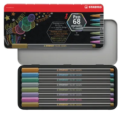 Produktbild von STABILO Premium Metallic-Filzstift -  Pen 68 metallic - 8er Metalletui - 8 verschiedene…
