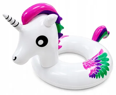 Produktbild von Aufblasbarer Einhorn-Schwimmring für Kinder, PVC, Weiß, 124 cm